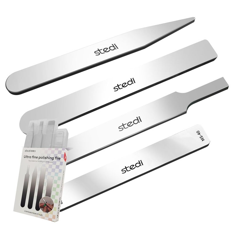 Stedi Hobby Model Polishing Tools 4 PCS, Ultimate Precision Files #10000 Grit Glass Mirror Grinding Tools for Plastic Gundam Models, Wood, Resin-Base Parts. - Image 2
